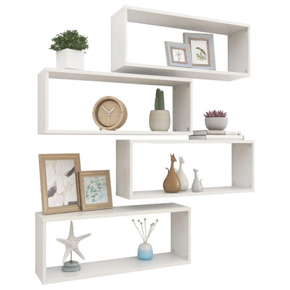 Berkfield Wall Cube Shelf 4 pcs High Gloss White 60x15x23 cm Engineered Wood