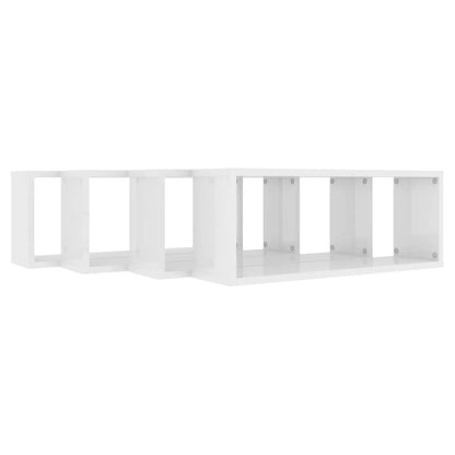 Berkfield Wall Cube Shelf 4 pcs High Gloss White 60x15x23 cm Engineered Wood