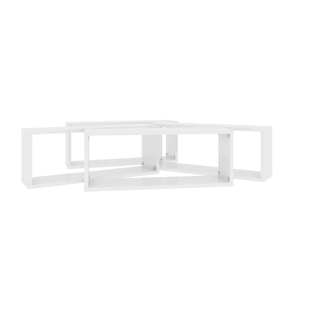 Berkfield Wall Cube Shelf 4 pcs High Gloss White 60x15x23 cm Engineered Wood
