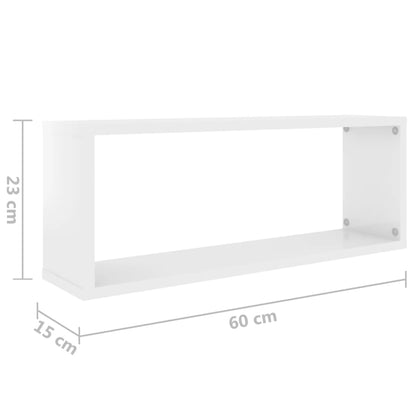 Berkfield Wall Cube Shelf 4 pcs High Gloss White 60x15x23 cm Engineered Wood