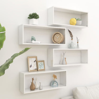 Berkfield Wall Cube Shelf 4 pcs High Gloss White 60x15x23 cm Engineered Wood