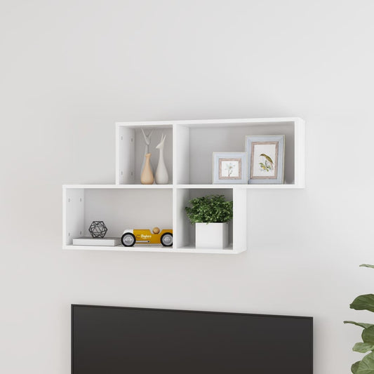 Berkfield Wall Shelf High Gloss White 100x18x53 cm Engineered Wood