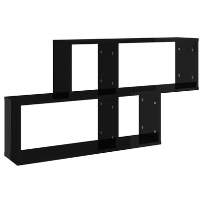 Berkfield Wall Shelf High Gloss Black 100x18x53 cm Engineered Wood