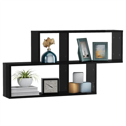 Berkfield Wall Shelf High Gloss Black 100x18x53 cm Engineered Wood