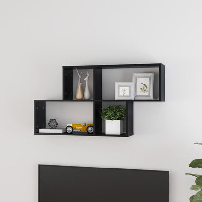 Berkfield Wall Shelf High Gloss Black 100x18x53 cm Engineered Wood