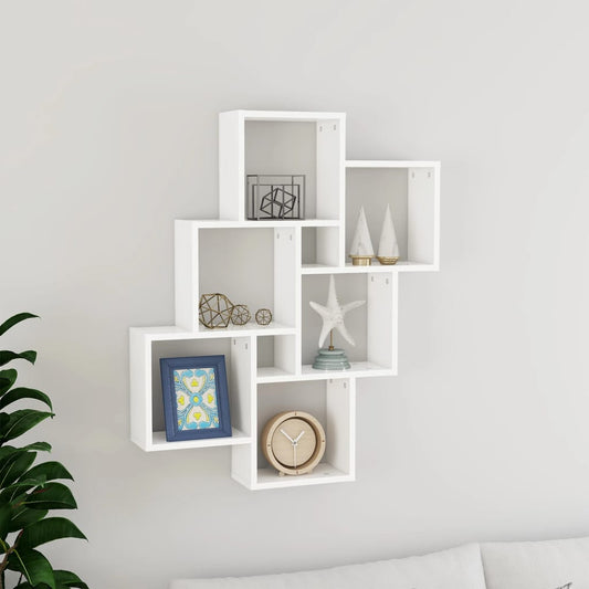Berkfield Wall Cube Shelf White 78x15x93 cm Engineered Wood
