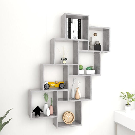 Berkfield Wall Cube Shelf Concrete Grey 90x15x119 cm Engineered Wood