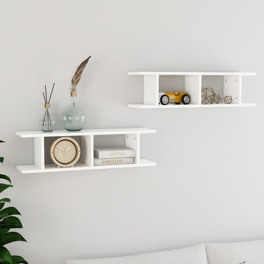 Berkfield Wall Shelves 2 pcs White 75x18x20 cm Engineered Wood