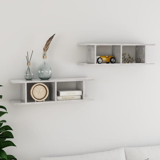 Berkfield Wall Shelves 2 pcs Concrete Grey 75x18x20 cm Engineered Wood