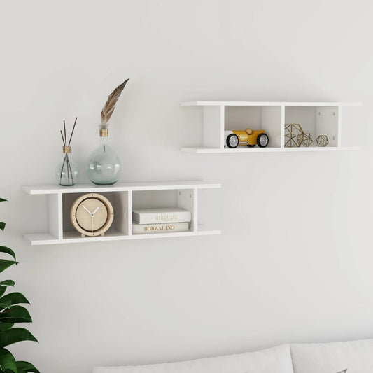 Berkfield Wall Shelves 2 pcs High Gloss White 75x18x20 cm Engineered Wood