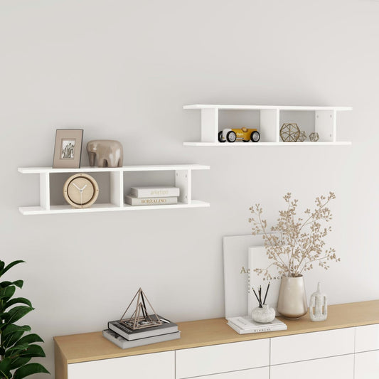 Berkfield Wall Shelf 2 pcs White 90x18x20 cm Engineered Wood