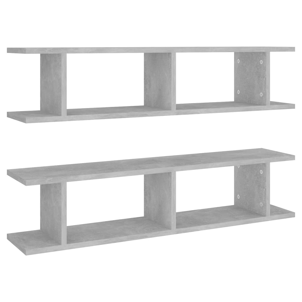 Berkfield Wall Shelf 2 pcs Concrete Grey 90x18x20 cm Engineered Wood