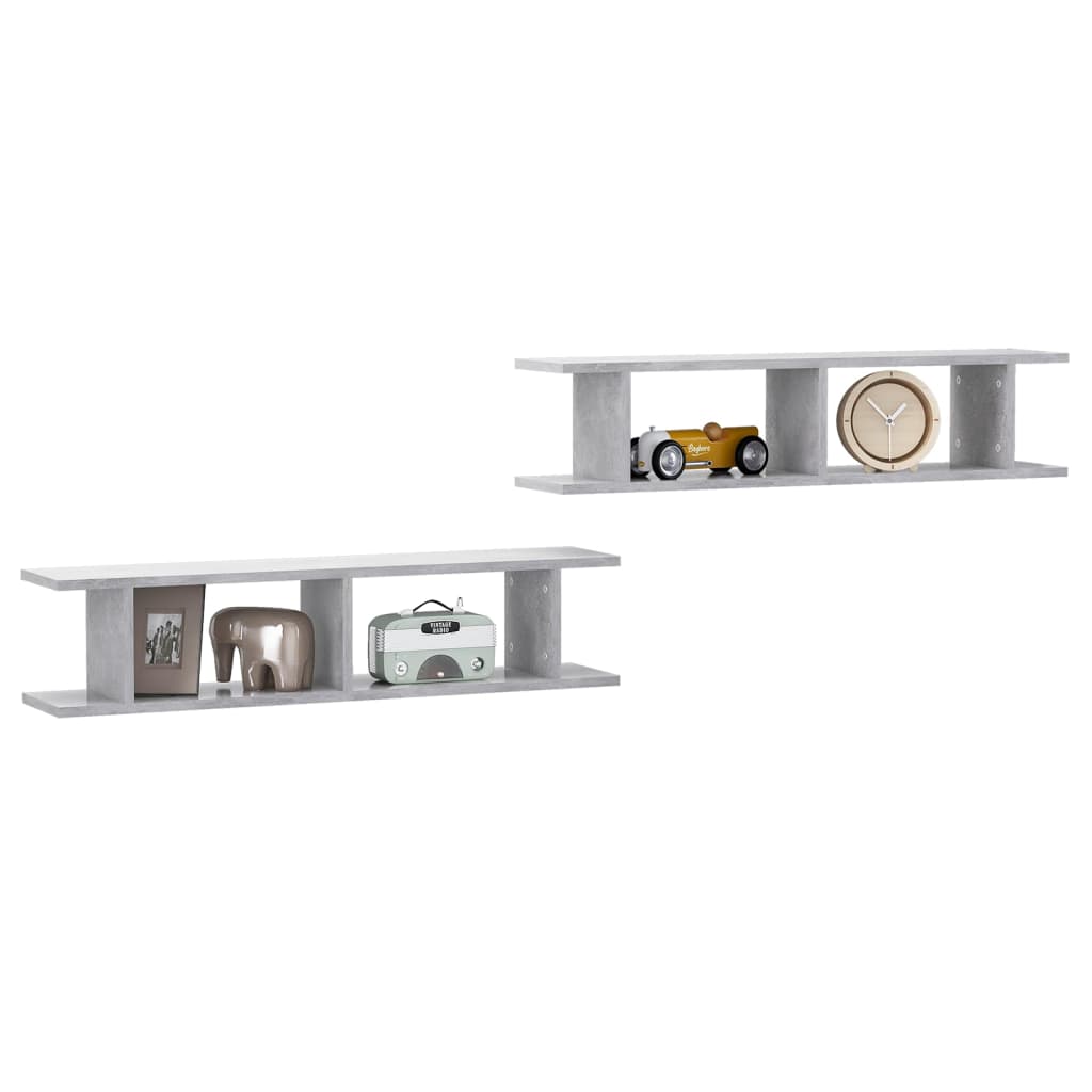 Berkfield Wall Shelf 2 pcs Concrete Grey 90x18x20 cm Engineered Wood