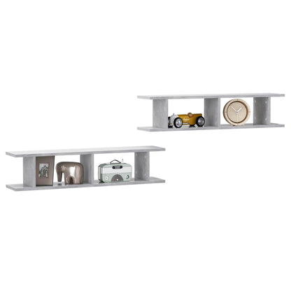 Berkfield Wall Shelf 2 pcs Concrete Grey 90x18x20 cm Engineered Wood