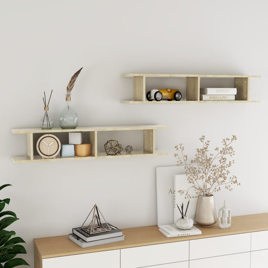 Berkfield Wall Shelf 2 pcs Sonoma Oak 105x18x20 cm Engineered Wood