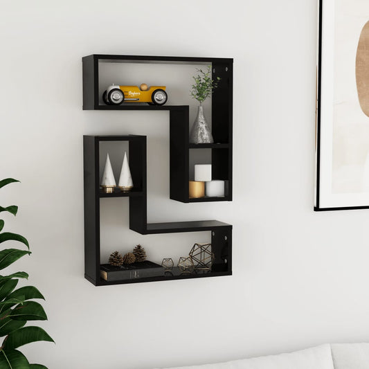 Berkfield Wall Shelf 2 pcs Black 50x15x50 cm Engineered Wood