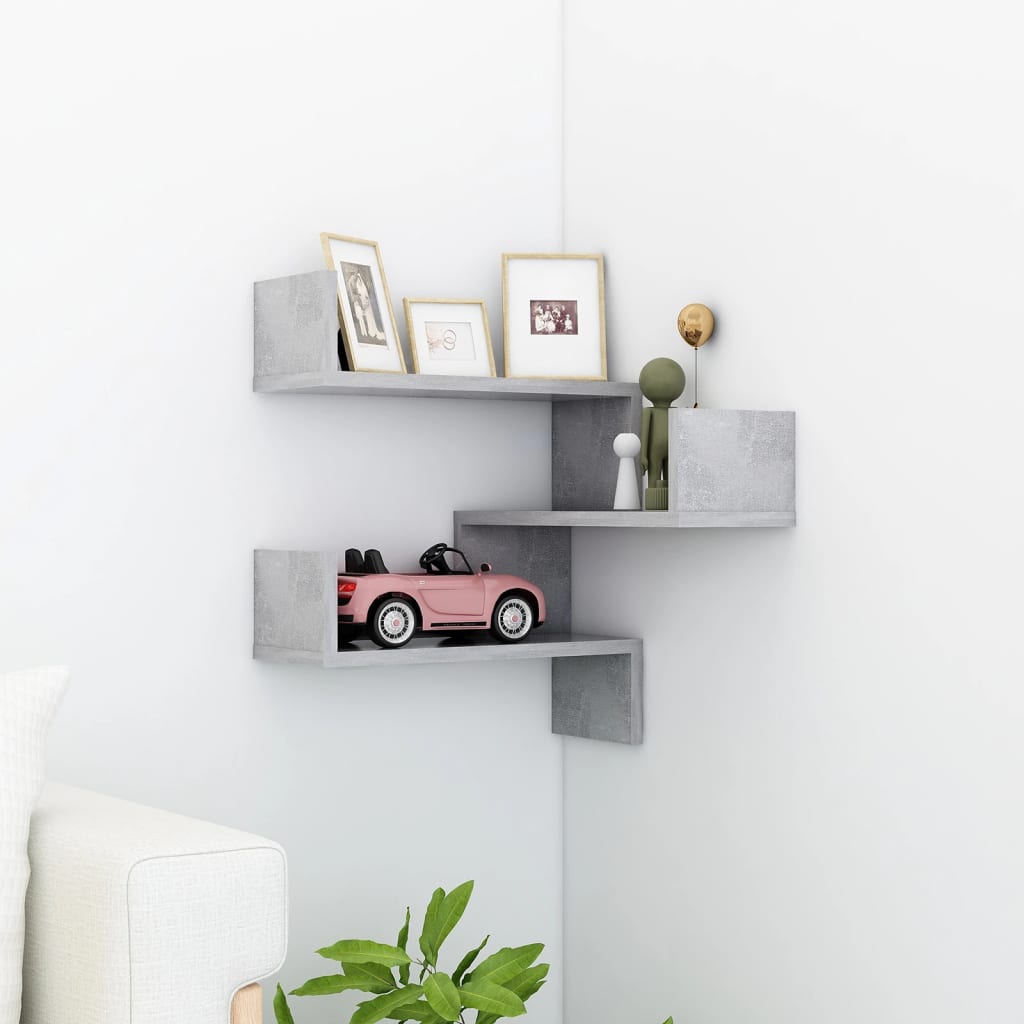 Berkfield Wall Corner Shelf Concrete Grey 40x40x50 cm Engineered Wood