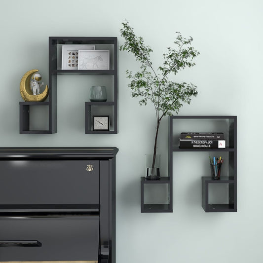 Berkfield Wall Shelf 2 pcs Grey 50x15x50 cm Engineered Wood