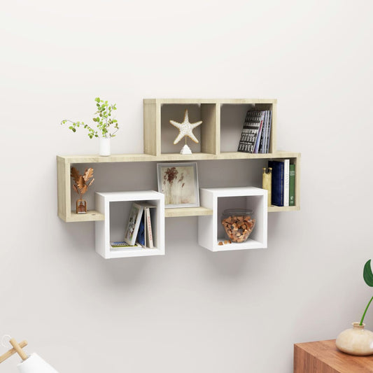 Berkfield Car-shaped Wall Shelf White & Sonoma Oak 82x15x51 cm Engineered Wood