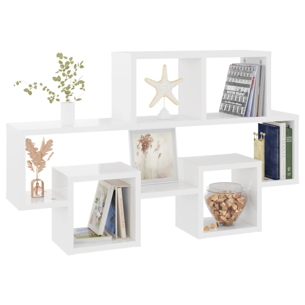 Berkfield Car-shaped Wall Shelf High Gloss White 82x15x51 cm Engineered Wood
