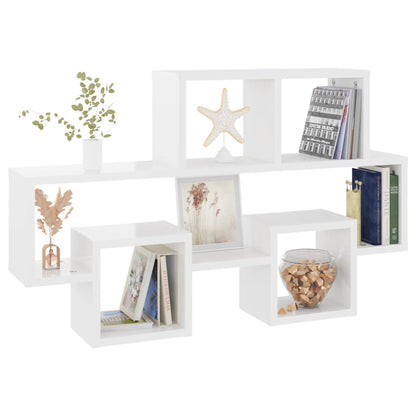 Berkfield Car-shaped Wall Shelf High Gloss White 82x15x51 cm Engineered Wood