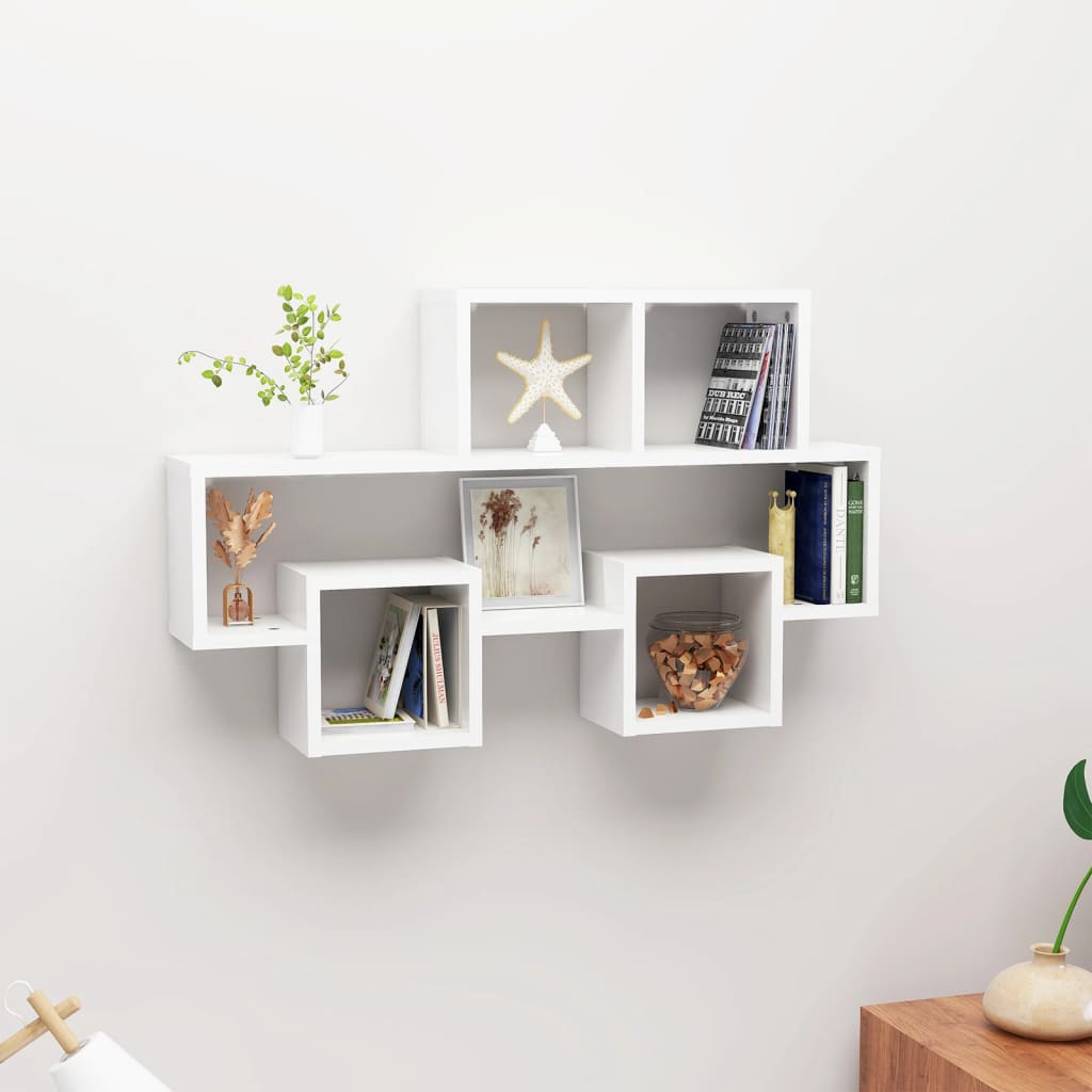 Berkfield Car-shaped Wall Shelf High Gloss White 82x15x51 cm Engineered Wood