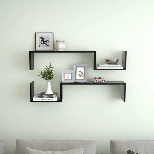 Berkfield Wall Shelf 2 pcs Black 100x15x20 cm Engineered Wood