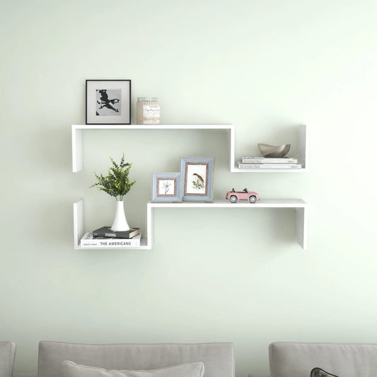 Berkfield Wall Shelf 2 pcs High Gloss White 100x15x20 cm Engineered Wood