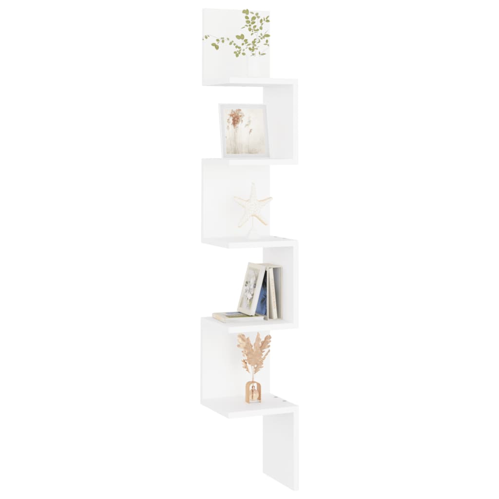 Berkfield Wall Corner Shelf White 20x20x127.5 cm Engineered Wood