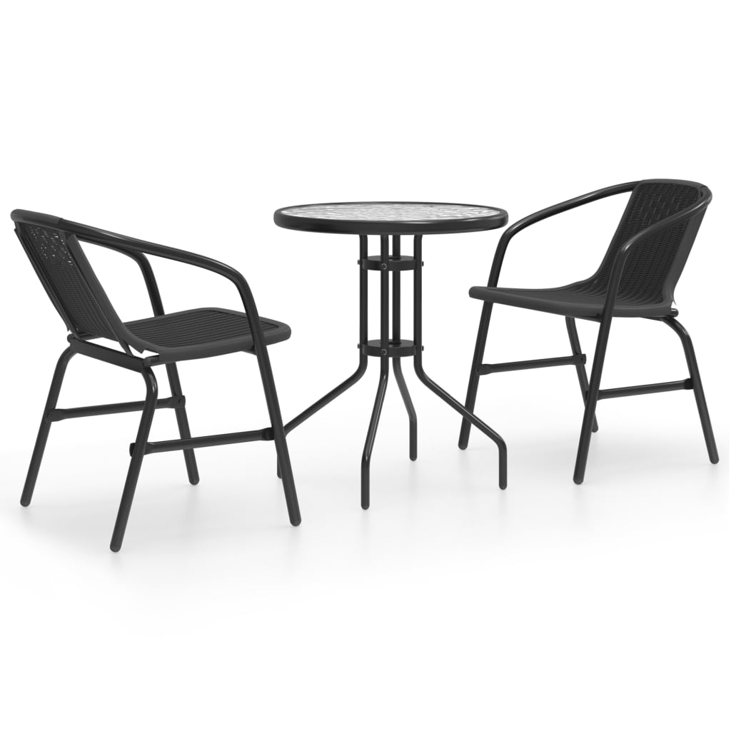 Berkfield 3 Piece Garden Dining Set Black