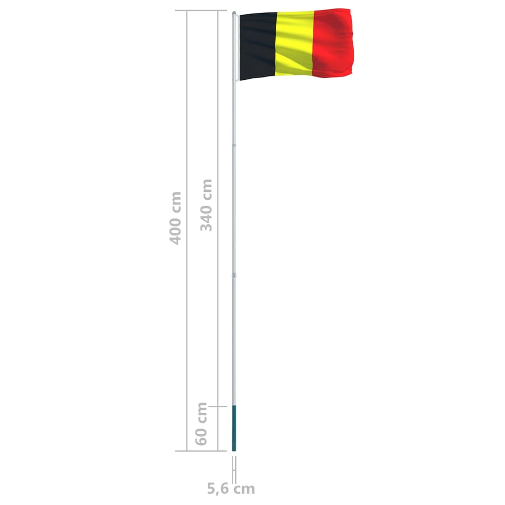 Berkfield Belgium Flag and Pole Aluminium 4 m