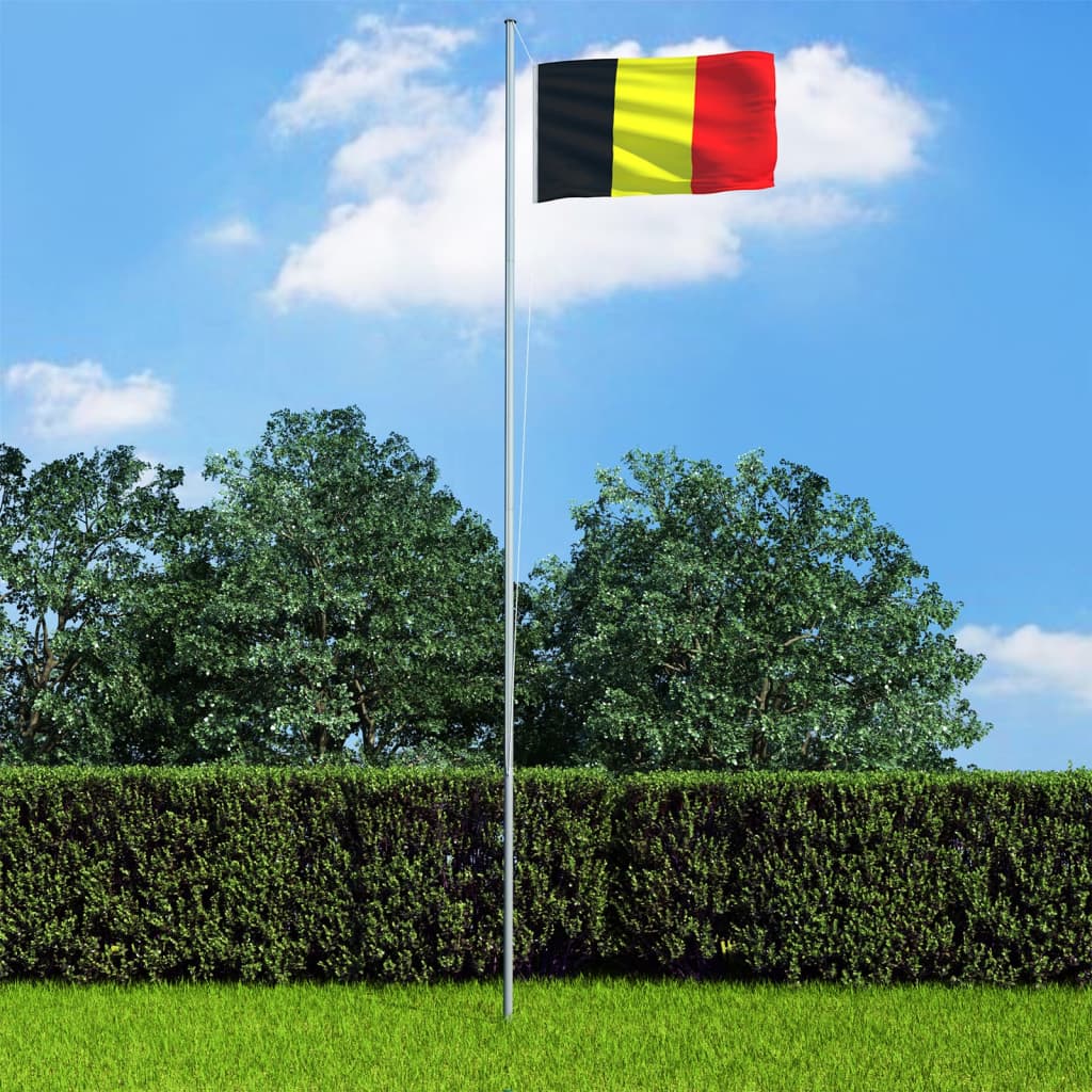 Berkfield Belgium Flag and Pole Aluminium 4 m
