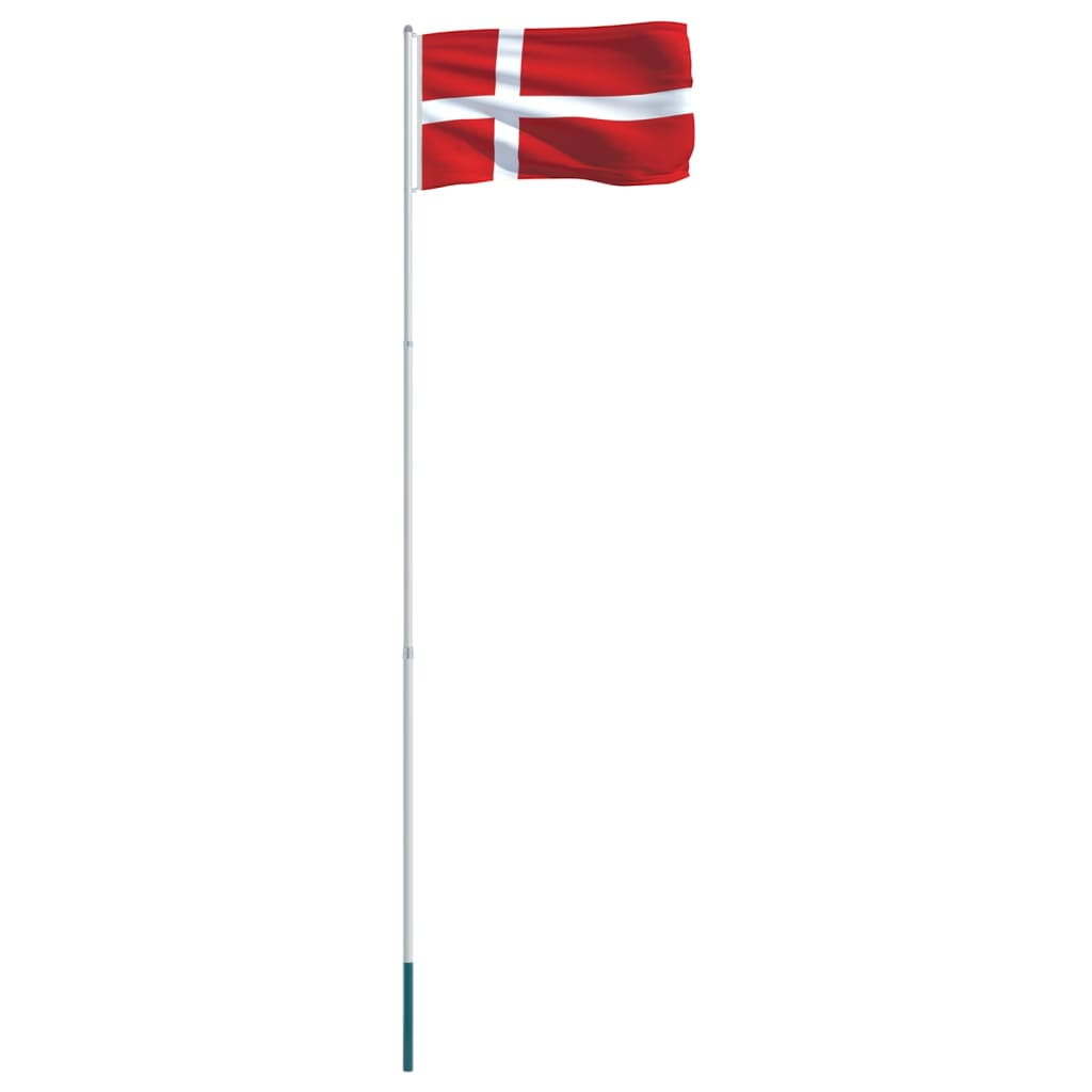 Berkfield Denmark Flag and Pole Aluminium 4 m