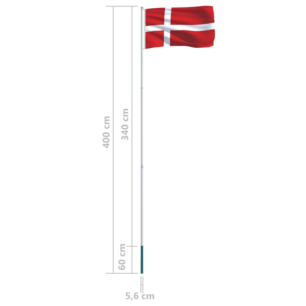 Berkfield Denmark Flag and Pole Aluminium 4 m