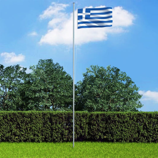 Berkfield Greece Flag and Pole Aluminium 4 m