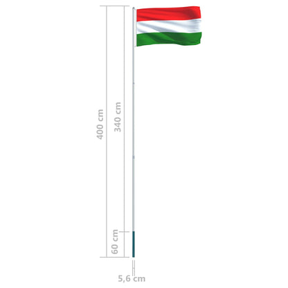 Berkfield Hungary Flag and Pole Aluminium 4 m