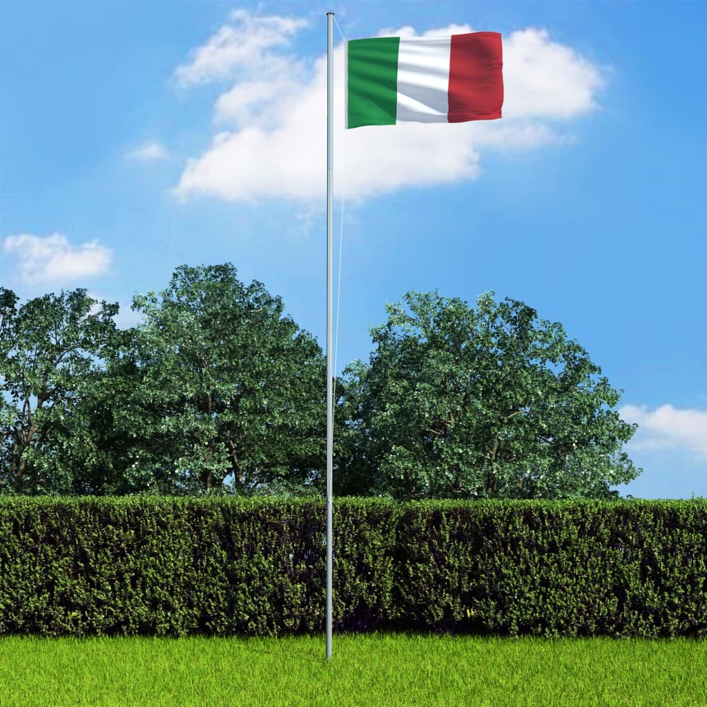 Berkfield Italy Flag and Pole Aluminium 4 m