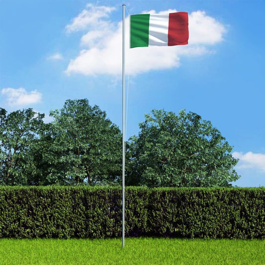 Berkfield Italy Flag and Pole Aluminium 4 m