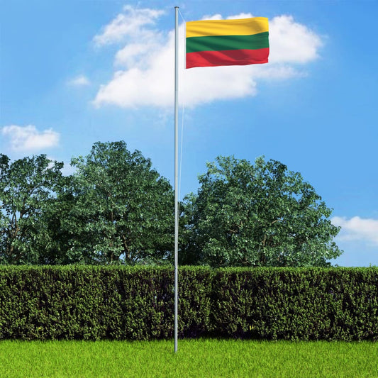 Berkfield Lithuania Flag and Pole Aluminium 4 m