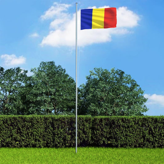 Berkfield Romania Flag and Pole Aluminium 4 m