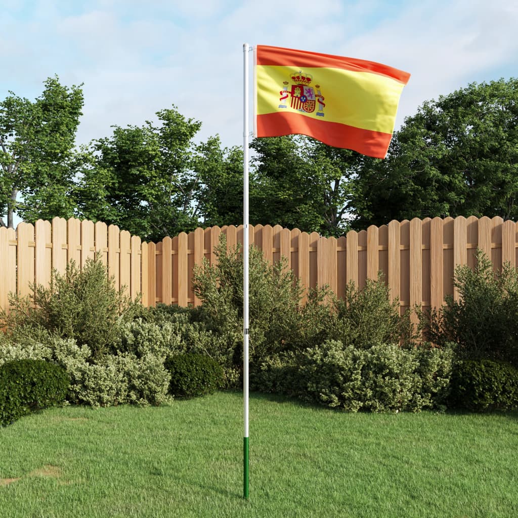 Berkfield Spain Flag and Pole Aluminium 4 m