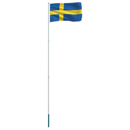 Berkfield Sweden Flag and Pole Aluminium 4 m