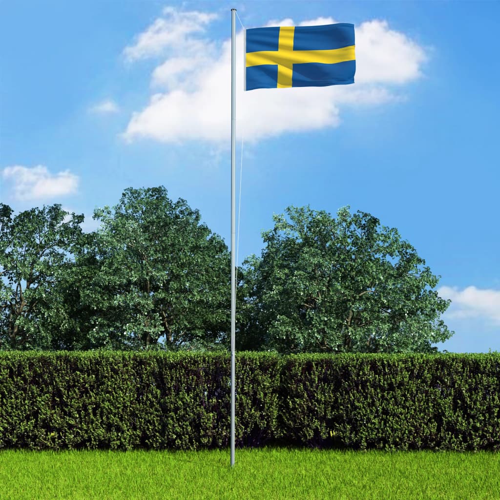 Berkfield Sweden Flag and Pole Aluminium 4 m