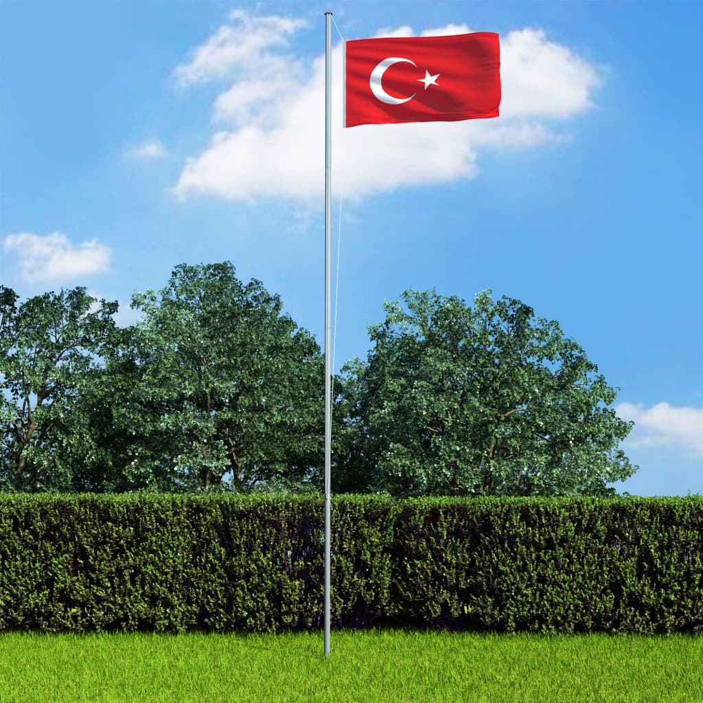 Berkfield Turkey Flag and Pole Aluminium 4 m