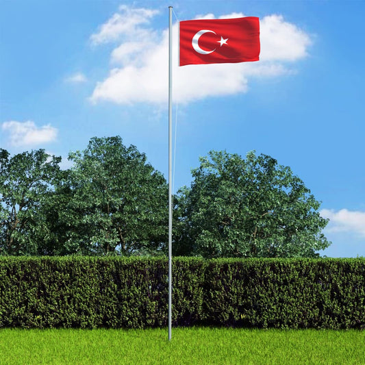 Berkfield Turkey Flag and Pole Aluminium 4 m