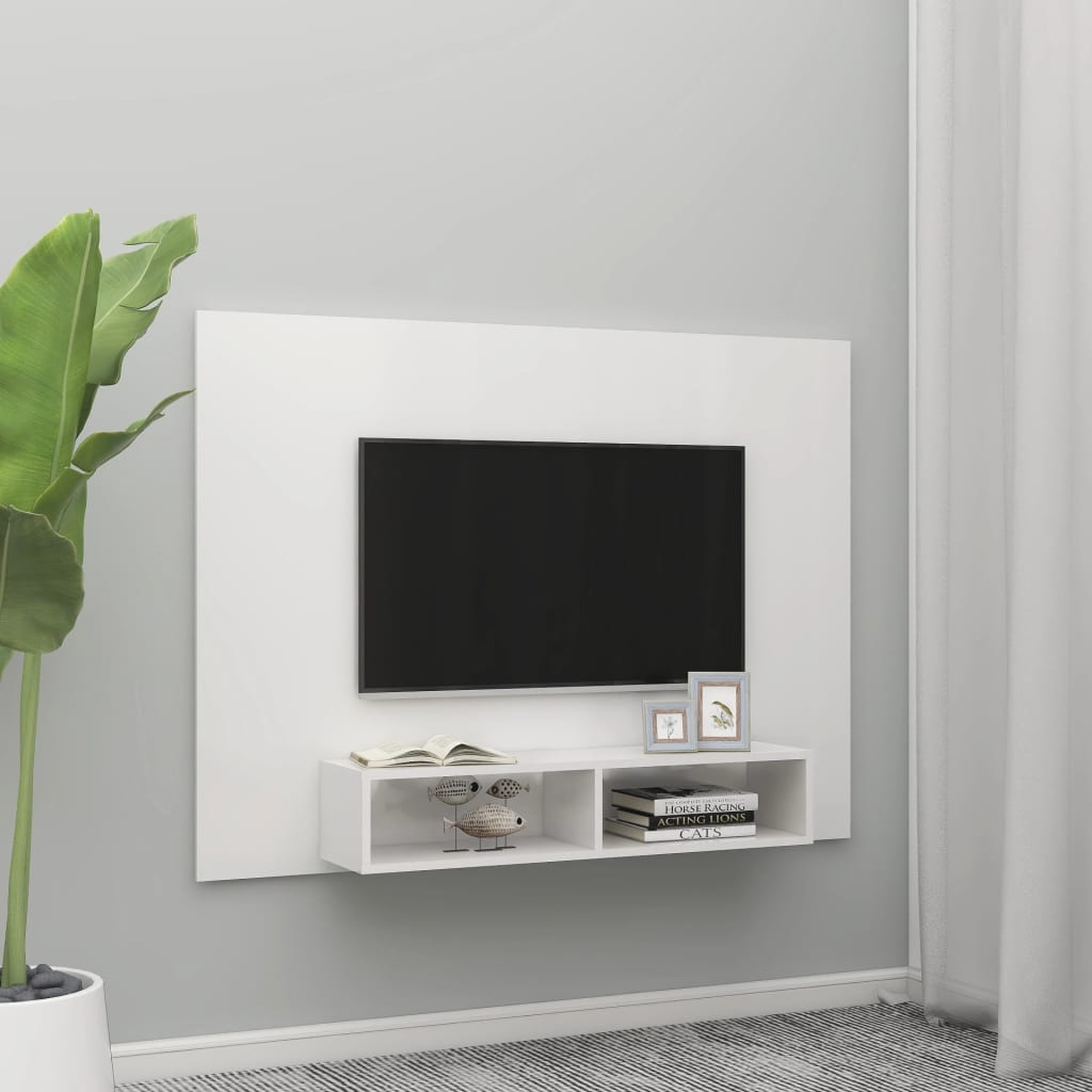 Berkfield Wall TV Cabinet High Gloss White 135x23.5x90 cm Engineered Wood
