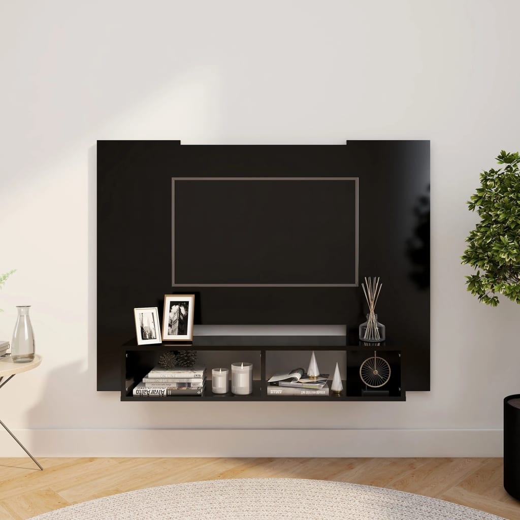 Berkfield Wall TV Cabinet Black 120x23.5x90 cm Engineered Wood