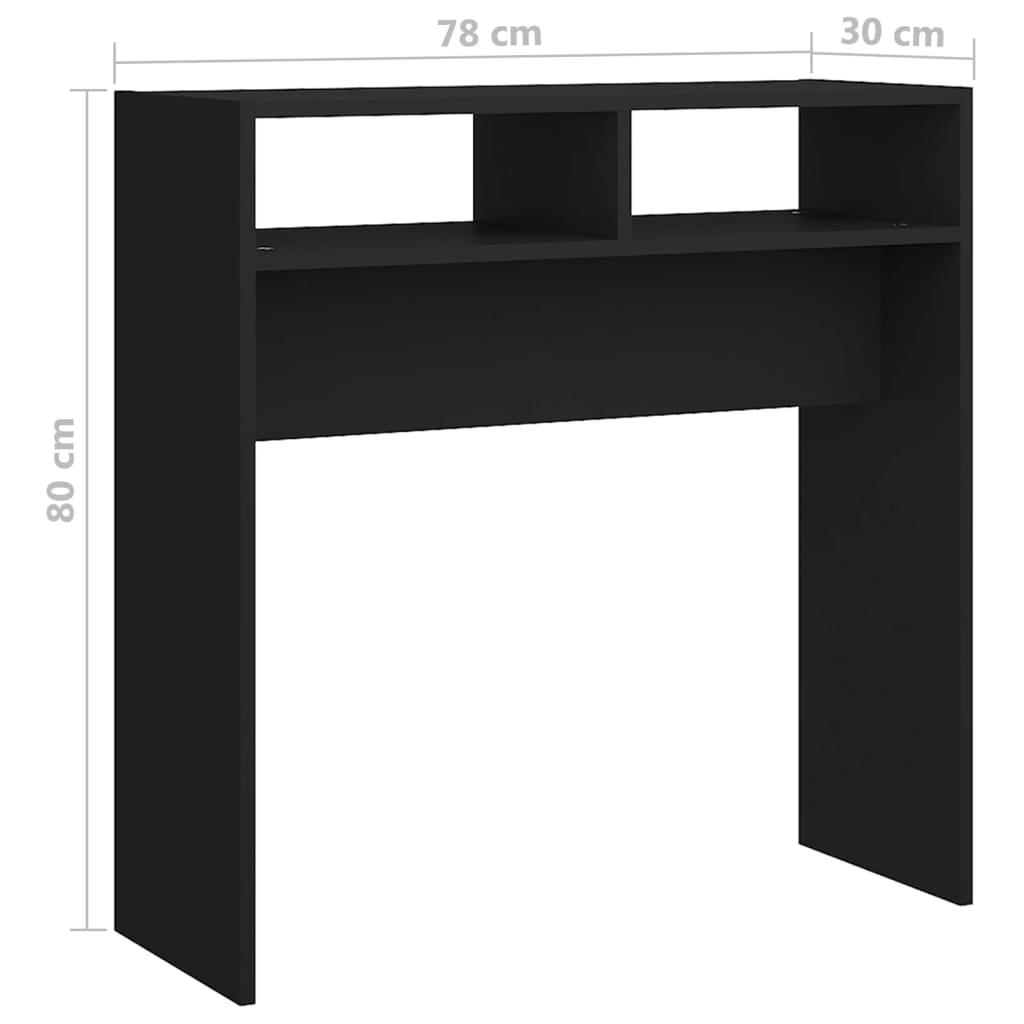 Berkfield Console Table Black 78x30x80 cm Engineered Wood