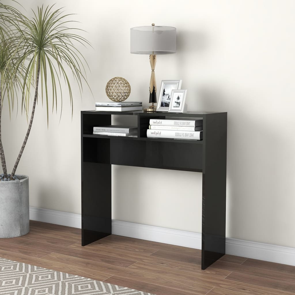 Berkfield Console Table High Gloss Black 78x30x80 cm Engineered Wood