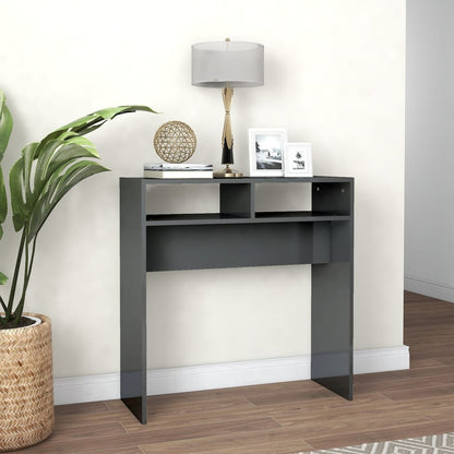 Berkfield Console Table High Gloss Grey 78x30x80 cm Engineered Wood